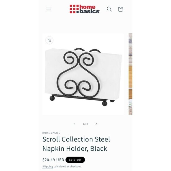 Home Basics Other - Home Basics Scroll Collection Black Steel Napkin Holder